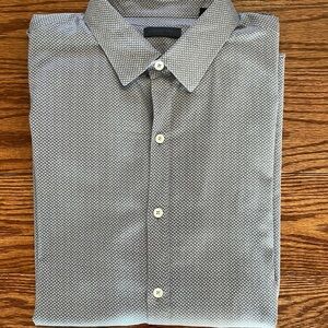 ZACHARY PRELL men’s casual dress button down shirt blue fine print SOFT COTTON